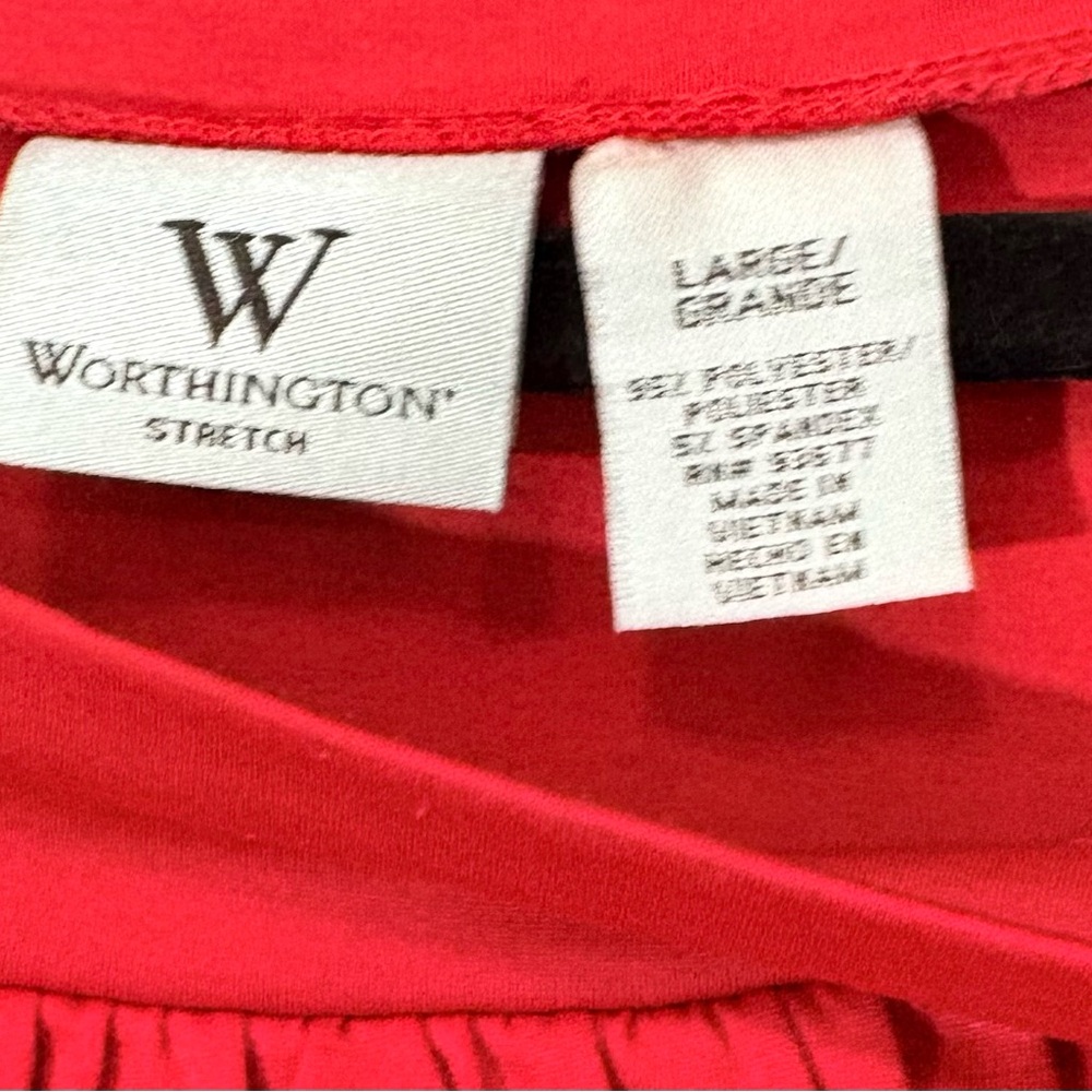 Worthington Red Ruffled Tie Front Blouse - Picture 3 of 4